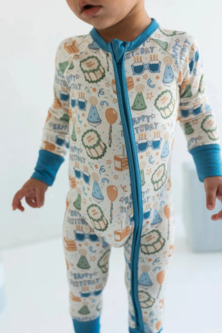 Bamboo Convertible Footie Romper - Birthday Boy In My Jammers Size: 9-12 Months