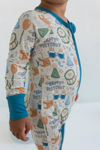 Bamboo Convertible Footie Romper - Birthday Boy In My Jammers Size: 9-12 Months