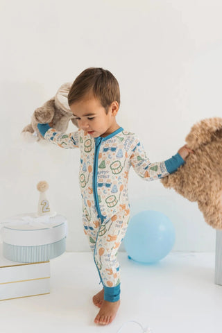 Bamboo Convertible Footie Romper - Birthday Boy In My Jammers Size: 9-12 Months