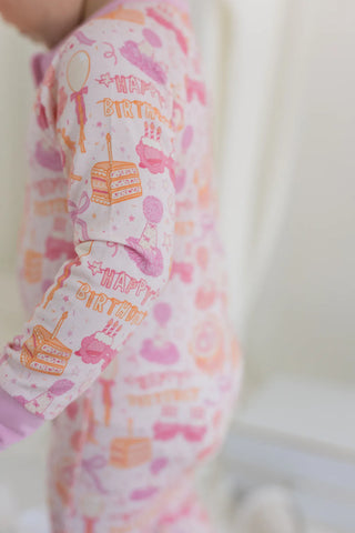 Bamboo Convertible Footie Romper, Purple - Birthday Girl In My Jammers Size: 9-12 Months