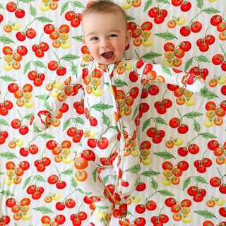 Bamboo Convertible Footie Romper - Cherry Tomatoes Posh Peanut