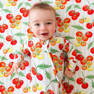 Bamboo Convertible Footie Romper - Cherry Tomatoes Posh Peanut