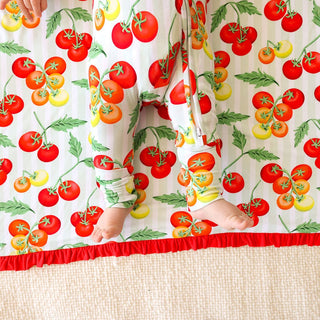 Bamboo Convertible Footie Romper - Cherry Tomatoes Posh Peanut