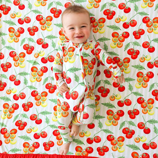 Bamboo Convertible Footie Romper - Cherry Tomatoes Posh Peanut