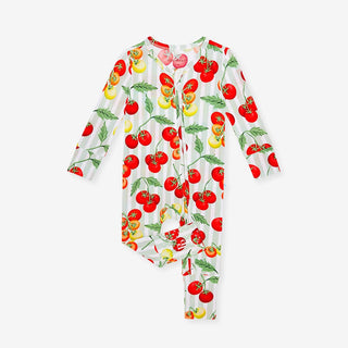 Bamboo Convertible Footie Romper - Cherry Tomatoes Posh Peanut