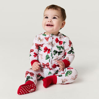 Bamboo Convertible Footie Romper - Christabel (Bows) Posh Peanut Size: 9-12 Months