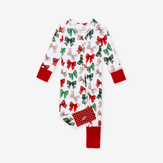Bamboo Convertible Footie Romper - Christabel (Bows) Posh Peanut Size: 9-12 Months