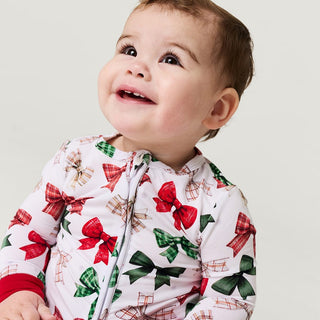 Bamboo Convertible Footie Romper - Christabel (Bows) Posh Peanut Size: 9-12 Months