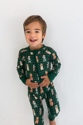 Bamboo Convertible Footie Romper - Christmas Pups In My Jammers Size: 0-3 Months