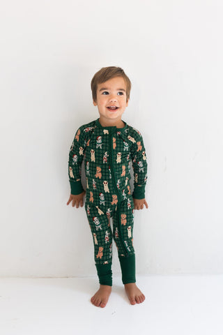Bamboo Convertible Footie Romper - Christmas Pups In My Jammers Size: 0-3 Months