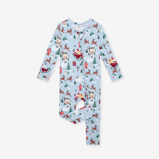 Bamboo Convertible Footie Romper - Christmasville Posh Peanut Size: 3-6 Months