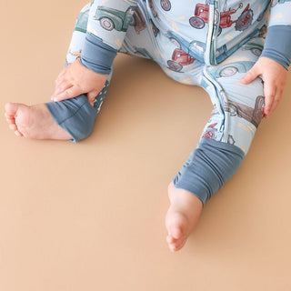Bamboo Convertible Footie Romper - Corbin (Farm Vehicles) Posh Peanut Size: 9-12 Months