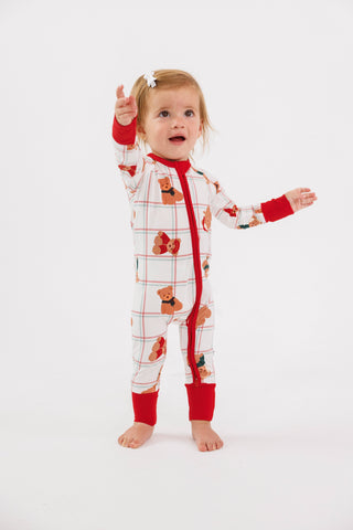 Bamboo Convertible Footie Romper - Cozy Christmas Bears