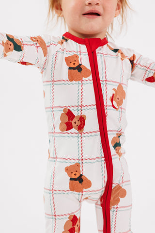 Bamboo Convertible Footie Romper - Cozy Christmas Bears
