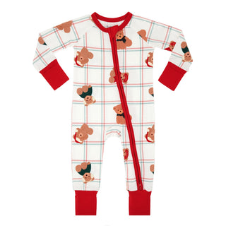 Bamboo Convertible Footie Romper - Cozy Christmas Bears