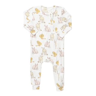 Bamboo Convertible Footie Romper - Easter Friends Pink Chicken Size: 0-3 Months