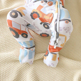 Bamboo Convertible Footie Romper - Emmett (Construction Vehicles) Posh Peanut Size: 0-3 Months