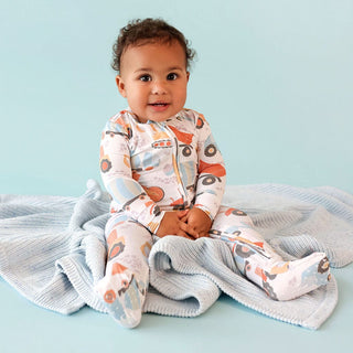 Bamboo Convertible Footie Romper - Emmett (Construction Vehicles) Posh Peanut Size: 0-3 Months