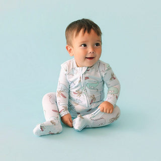 Bamboo Convertible Footie Romper - Eric (Dinosaurs) Posh Peanut Size: Newborn