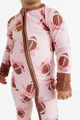 Bamboo Convertible Footie Romper - Game Day Bows