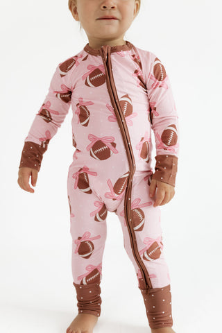 Bamboo Convertible Footie Romper - Game Day Bows