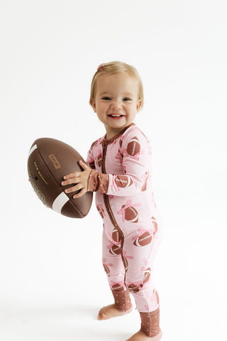 Bamboo Convertible Footie Romper - Game Day Bows