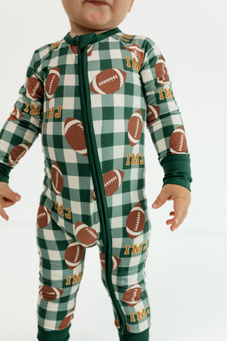 Bamboo Convertible Footie Romper - Game Day Gingham