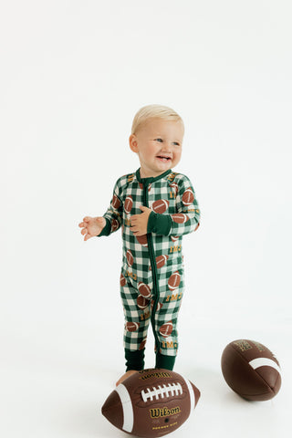 Bamboo Convertible Footie Romper - Game Day Gingham