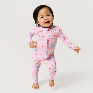 Bamboo Convertible Footie Romper - Gina (Baseballs) Posh Peanut Size: 0-3 Months
