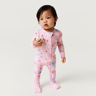 Bamboo Convertible Footie Romper - Gina (Baseballs) Posh Peanut Size: 0-3 Months