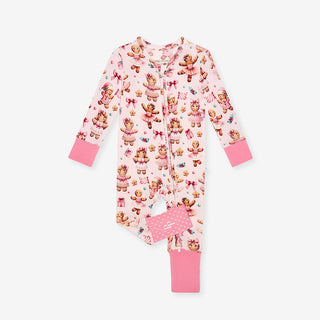 Bamboo Convertible Footie Romper - Ginger Posh (Gingerbread Cookies) Posh Peanut Size: 9-12 Months