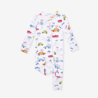 Bamboo Convertible Footie Romper - Grand Prix (Car Racing)