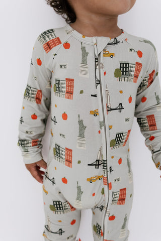 Bamboo Convertible Footie Romper - Gray Big Apple Dreams