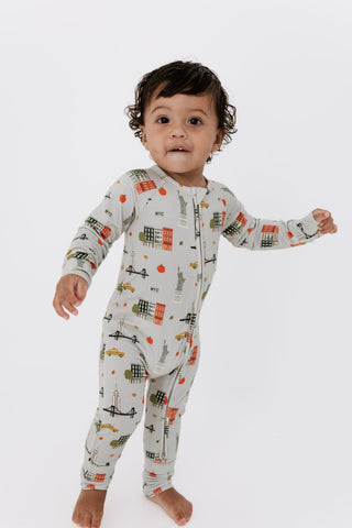 Bamboo Convertible Footie Romper - Gray Big Apple Dreams