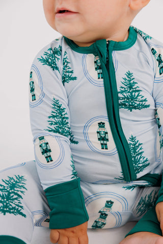 Bamboo Convertible Footie Romper - Green Nutcracker