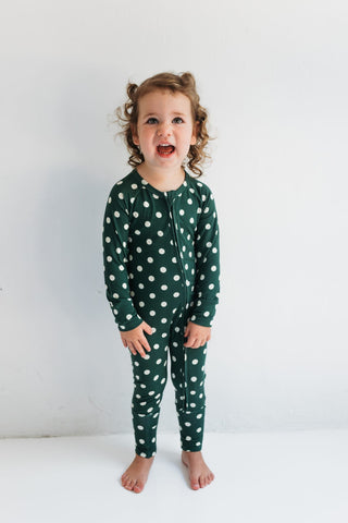 Bamboo Convertible Footie Romper - Green Polkadot In My Jammers Size: 0-3 Months