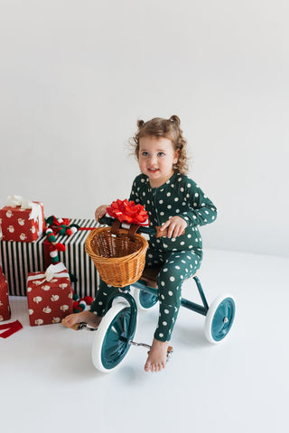 Bamboo Convertible Footie Romper - Green Polkadot In My Jammers Size: 0-3 Months
