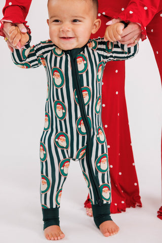 Bamboo Convertible Footie Romper - Green Santa Claus Lane