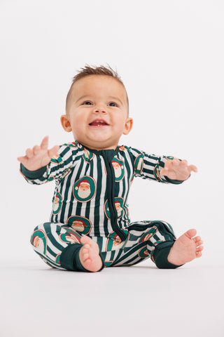 Bamboo Convertible Footie Romper - Green Santa Claus Lane