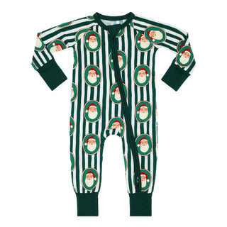 Bamboo Convertible Footie Romper - Green Santa Claus Lane