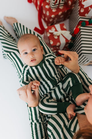 Bamboo Convertible Footie Romper - Green Stripe In My Jammers Size: 0-3 Months