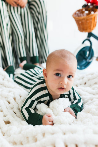 Bamboo Convertible Footie Romper - Green Stripe In My Jammers Size: 0-3 Months