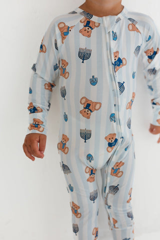 Bamboo Convertible Footie Romper - Hanukkah Bears In My Jammers Size: Newborn