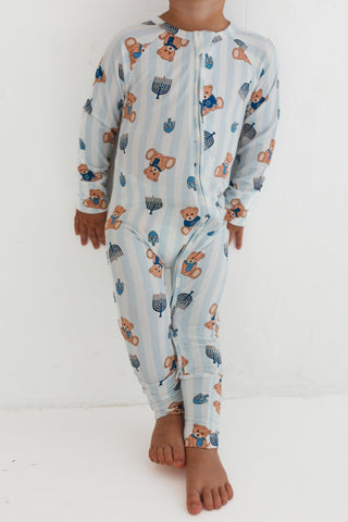 Bamboo Convertible Footie Romper - Hanukkah Bears In My Jammers Size: Newborn