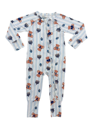 Bamboo Convertible Footie Romper - Hanukkah Bears In My Jammers Size: Newborn
