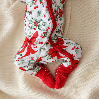 Bamboo Convertible Footie Romper - Happy Holly-Days