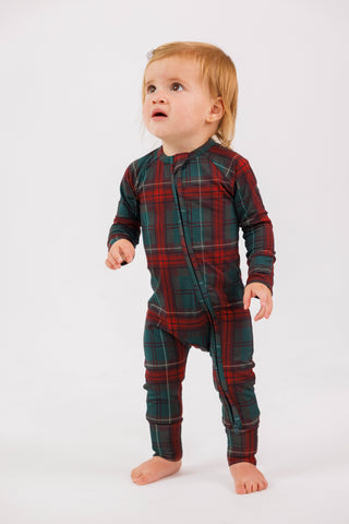 Bamboo Convertible Footie Romper - Holiday Heritage Plaid