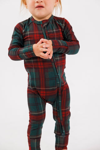 Bamboo Convertible Footie Romper - Holiday Heritage Plaid