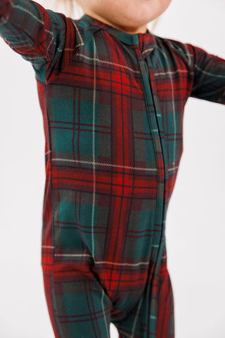 Bamboo Convertible Footie Romper - Holiday Heritage Plaid