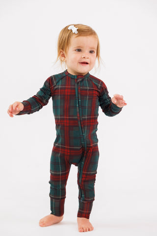 Bamboo Convertible Footie Romper - Holiday Heritage Plaid